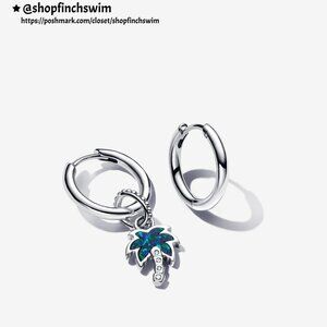 Pandora Opalescent Green Palm Tree Earrings Set